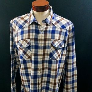 Lucky Brand Mens Good Fortune Casual Flannel Shirt